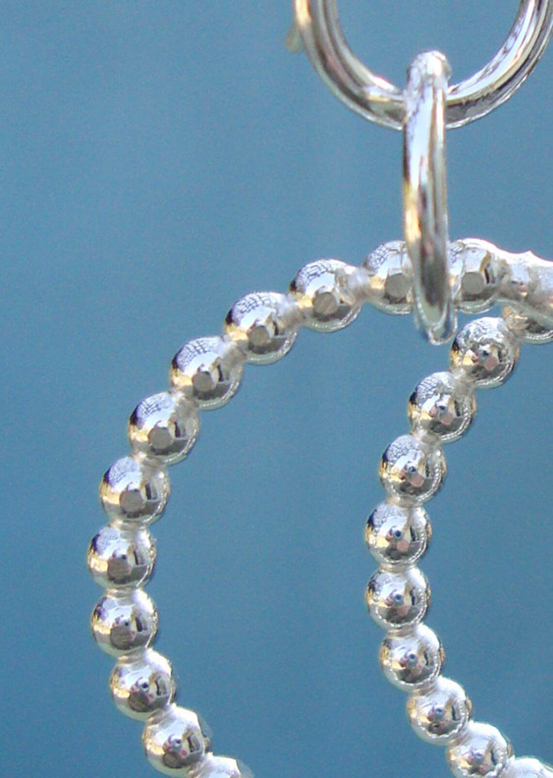 Sterling Silver Beaded Wire Hoops Everyday Earrings Etsy