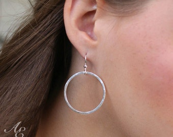 Large Sterling Silver Hoop Earrings - Classic Hoop Earrings - Everyday Earrings - Eco-friendly jewelry