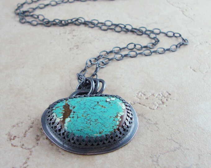 Silver Turquoise Necklace Handmade Necklace Modern Southwestern Jewelry