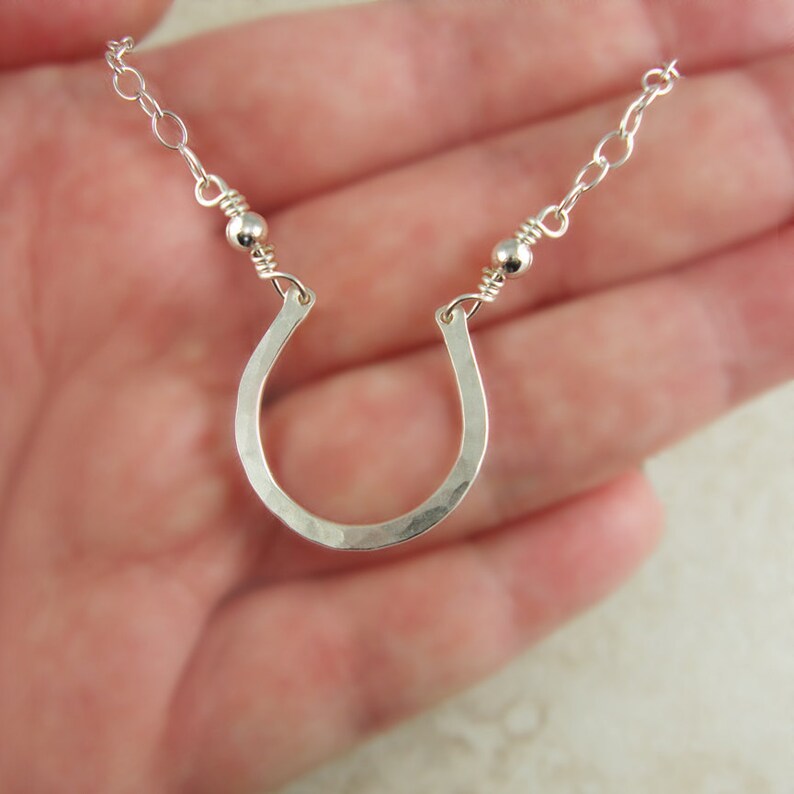 Sterling Silver Horseshoe Necklace Small Horseshoe Necklace Etsy
