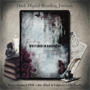 Dark Digital Reading Journal for iPad & Tablets | Hiperlinked PDF Book | Gothic Reading Planner