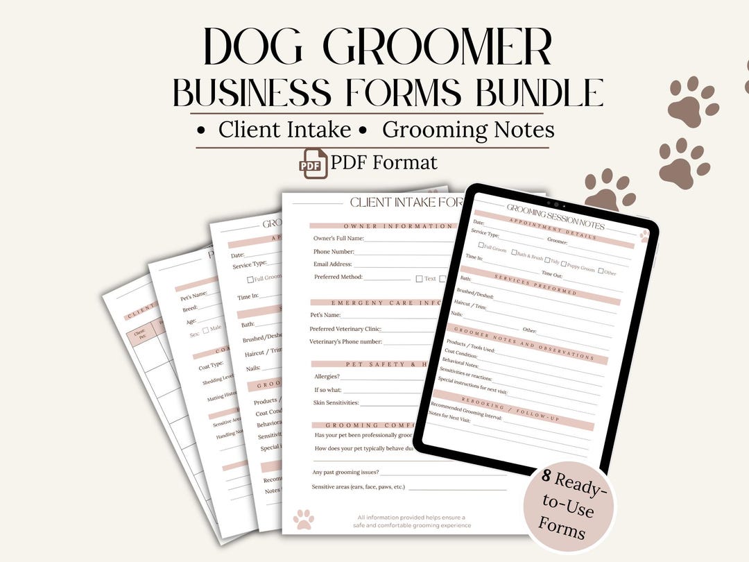 Grooming Forms.pdf Dog Grooming Forms Bundle | Intake Form, Consent & Liability Waiver ...