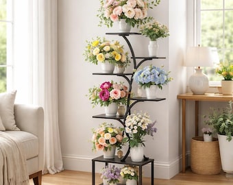 Multilayer Plant Stand Tree Shape – Indoor Flower Pot Shelf – Corner Plant Display Rack with Optional LED Grow Light