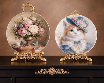 European Vintage Decorative Plate Stand Photo Frame Display for Wedding Table Decor Shelf Ornament Small Large