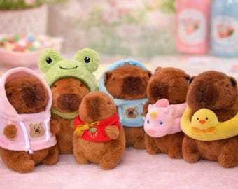 Cute Capybara Plush Toy with Hoodie • Small 12cm Stuffed Animal • Soft Anime Style Plush • 7 Outfit Variations • Gift Idea
