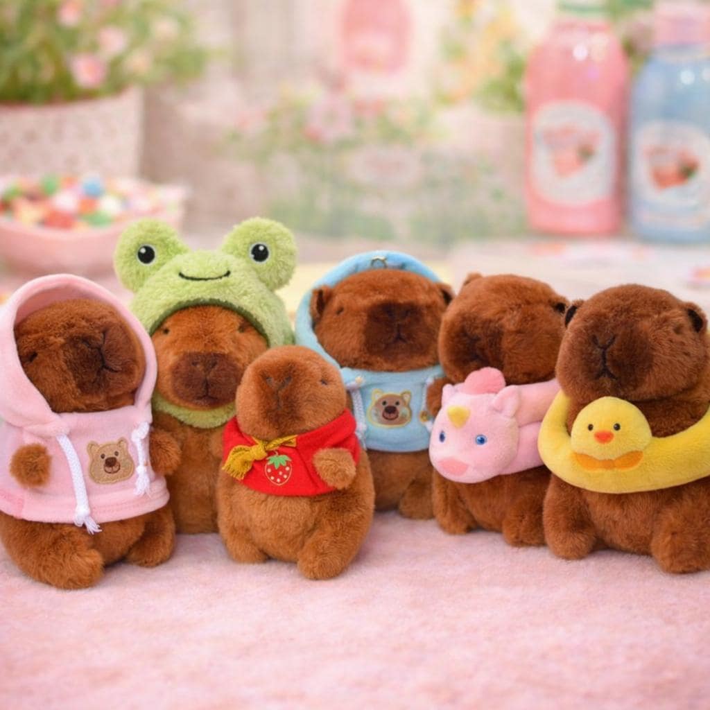 Peluche Capibara Con Zaino E Tartaruga 30 Cm - Morbido Giocattolo In Cotone PP Per Bambini E Ragazze