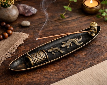 Japanese Incense Holder Boat Fisherman Figurine Aromatherapy Stick Burner Zen Home Decor Gift
