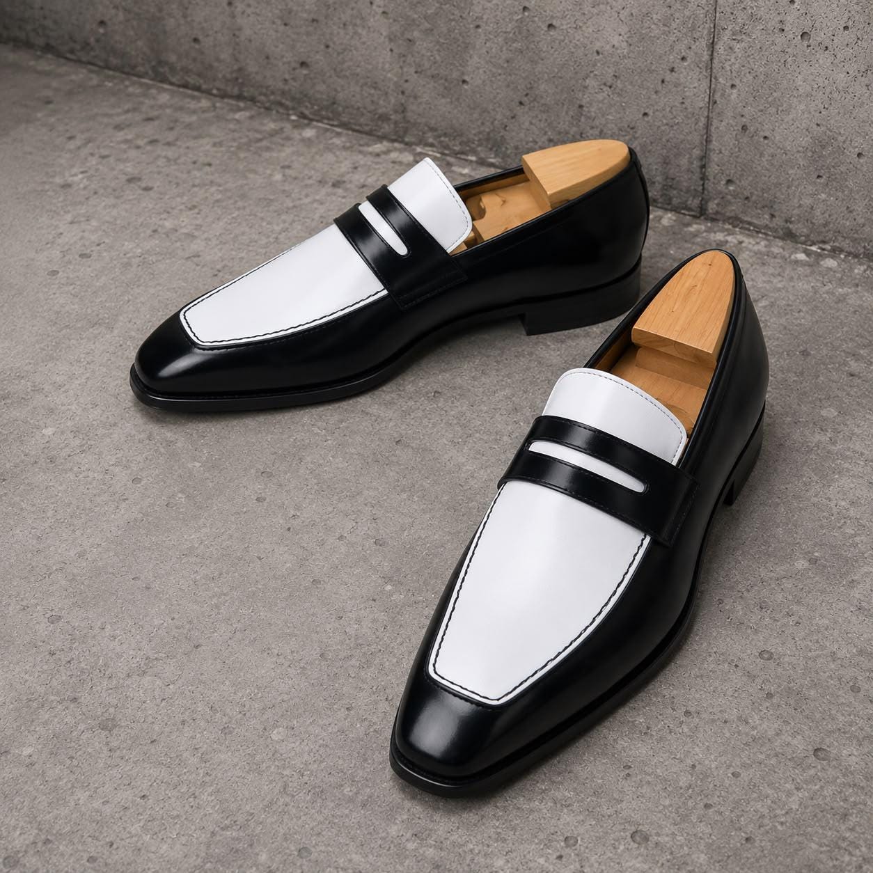 Men Black and White Dress Shoes