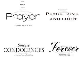 Paquete de frases para tarjetas de condolencias / Memorial (Descarga digital - svg, png, pdf, jpg)