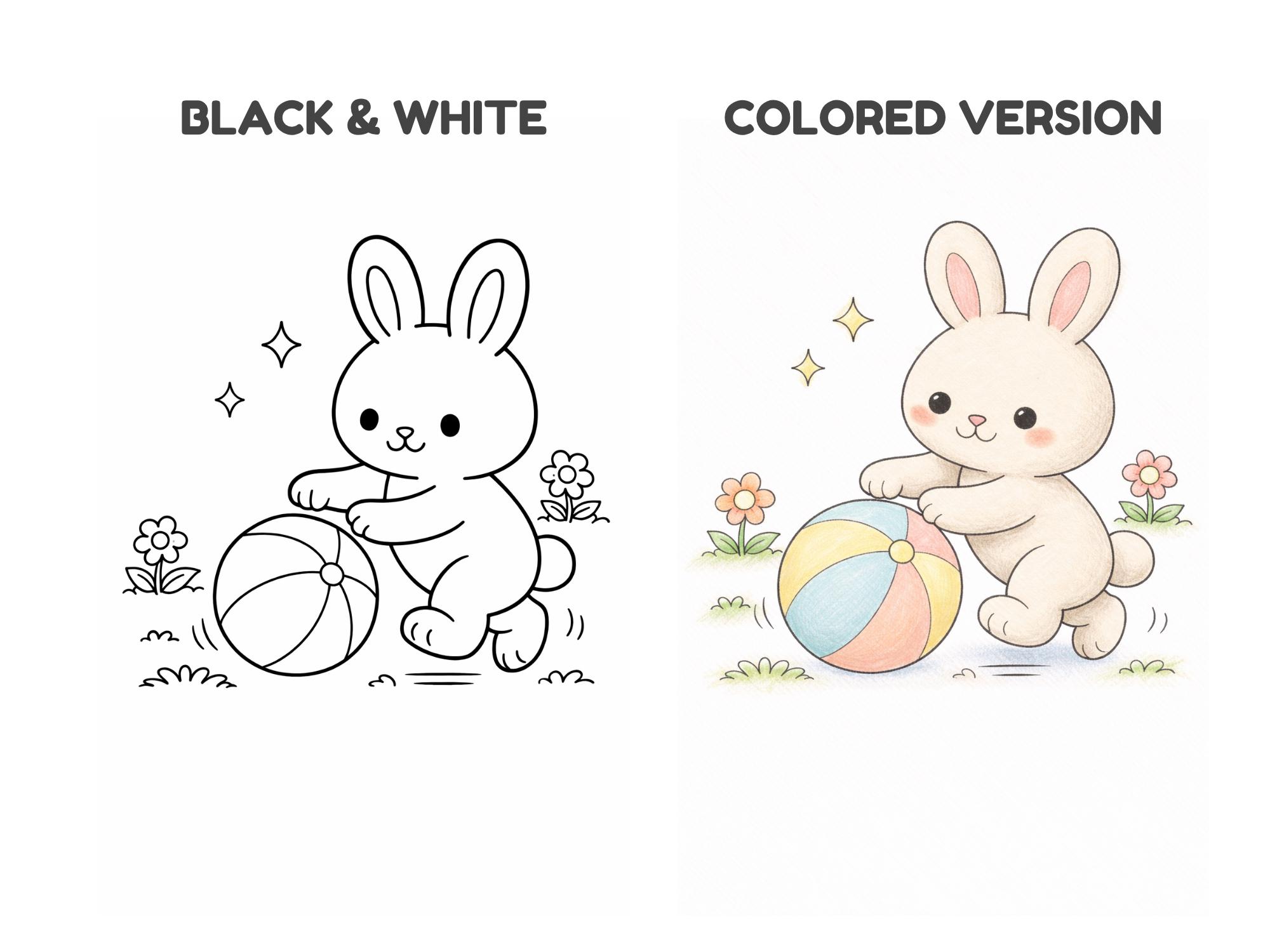 Easy Bunny Coloring Pages for Kids Ages 3-6 | 30 Cute Rabbit Bold Line ...