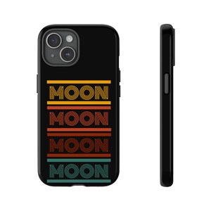 Retro 'Mond' Stack Phone Case | Weltraum-Grafik für iPhone,