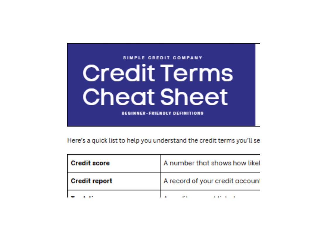 Credit Terms Cheat Sheet | Simple Credit Definitions | Beginner ...