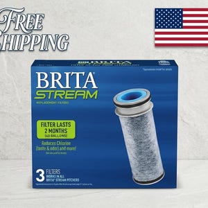 Brita Stream Replacement Water Filters, 3 Pack, Reduces Chlorine, BPA Free