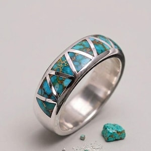 Kopparring med turkos 925 inlägg | Armband i sterlingsilver | Handgjorda smycken från sydvästra USA