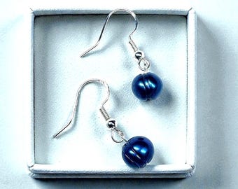 Pendientes de gancho de perla negra natural de 7 mm - Caja de regalo gratis