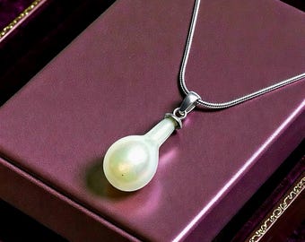 Colgante de plata 925 con perla blanca de agua dulce de 20 x 10 mm y cadena ajustable de 45-50 cm (caja de regalo)