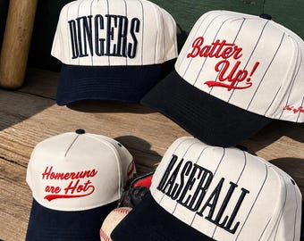 Custom Embroidered Baseball Cap, Personalized Pinstripe Trucker, Retro Game Day Hat