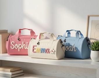 Personalized Kids Travel Bag with Name–Custom Cotton Embroidered Duffel,Lightweight Preschool Dance&Birthday Gift,Easy Clean Adventure Tote