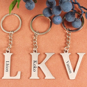 Custom A-Z Initial Keychain • Personalized Engraved Name Letter Pendant • Stainless Steel Monogram Key Ring Gift for Her/Him