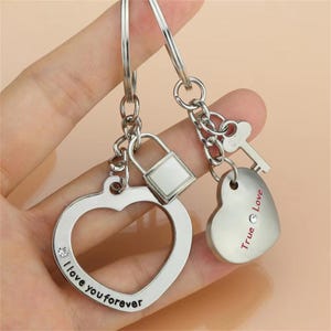Couple Matching Keychain Set • 7 Styles • His & Hers Heart/Anchor Key Rings • Romantic Valentine's Day Gift for Boyfriend Girlfriend