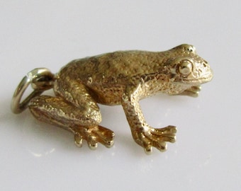 May include: A gold-colored frog charm with a textured surface and a loop for attaching to a necklace or bracelet.