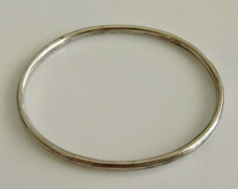 Vintage Heavy Solid Silver Silver Plain Bangle