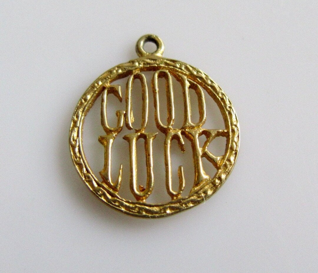 9ct Gold Good Luck Words Charm or Pendant Etsy