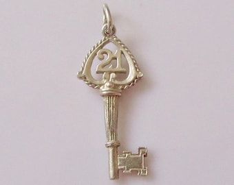 Nuvo Silver 21st Key Charm or Pendant