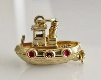 Vintage 9ct Gold Nuvo Tug Boat Movable Charm