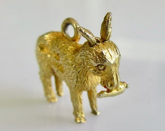 9ct Gold Donkey and Carrot Movable Charm