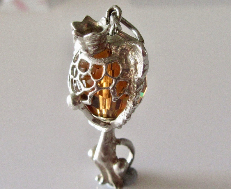 Silver Lion and Crown Large Gem Set Charm