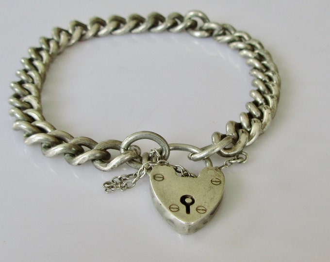 Vintage Sterling Silver Blank Charm Bracelet and Padlock Etsy UK