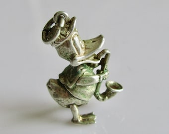 Large Silver Donald Duck Playing a Saxophone Vintage Charm