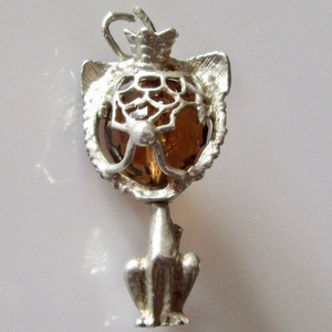 Silver Lion and Crown Large Gem Set Charm