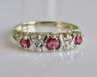 9ct Gold Ruby and Diamond Vintage Ring