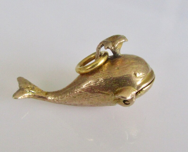 9ct Gold Jonah And The Whale Opening Charm Or Pendant - 9ct Gold Movable Dolphin Pendant 9ct Gold Jonah And The Whale Opening Charm Or Pendant - 9ct Gold Movable Dolphin Pendant