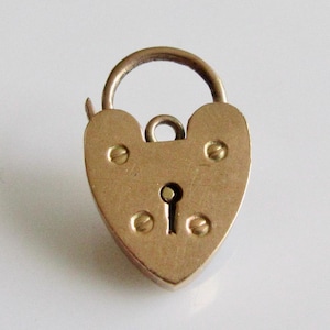 Vintage Rose 9ct Gold Heart Padlock Bracelet Opening Charm