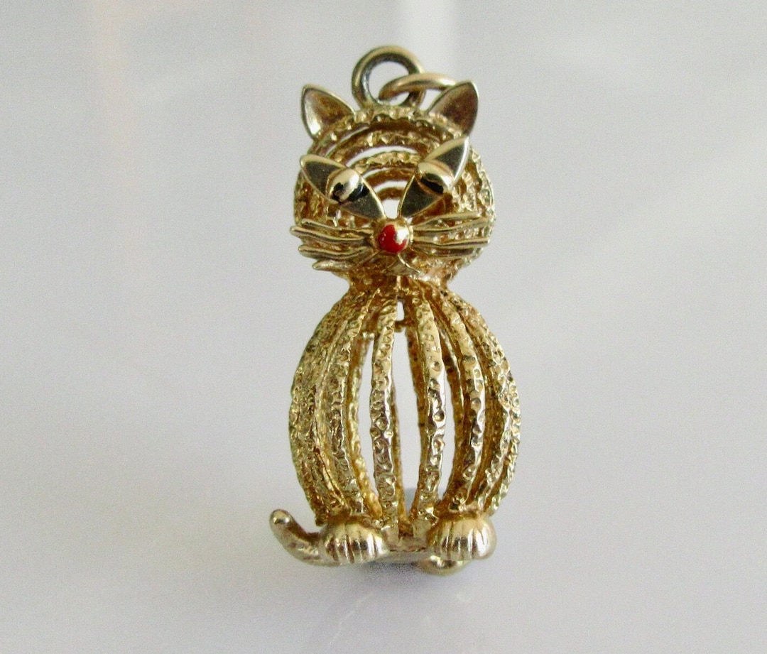 Vintage 9ct Gold Cat Charm or Pendant Etsy