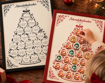Advent Calendar in a Picture Frame, 24 Sweet Messages, DIY Chocolate Christmas Countdown, Editable Canva Template 100