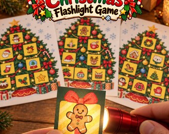 Christmas Flashlight Game, Find & Match Hidden Pictures, Hidden Picture Reveal, Printable Activity 106