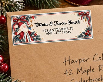 Christmas Return Address Labels, Burgundy Blue Watercolor Avery 5160 Canva Template 115