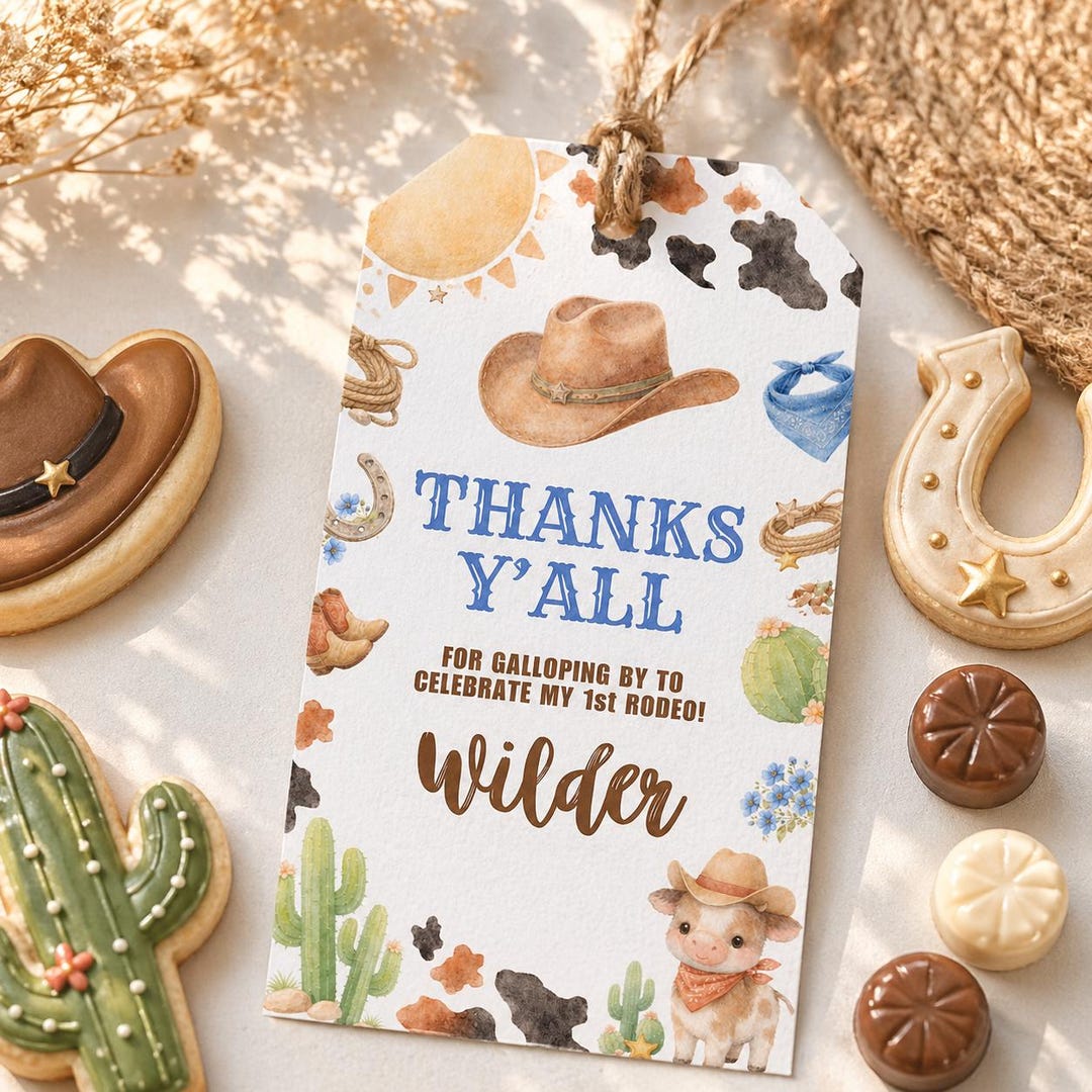 My First Rodeo Thank You Gift Tags Editable Canva Template Western ...
