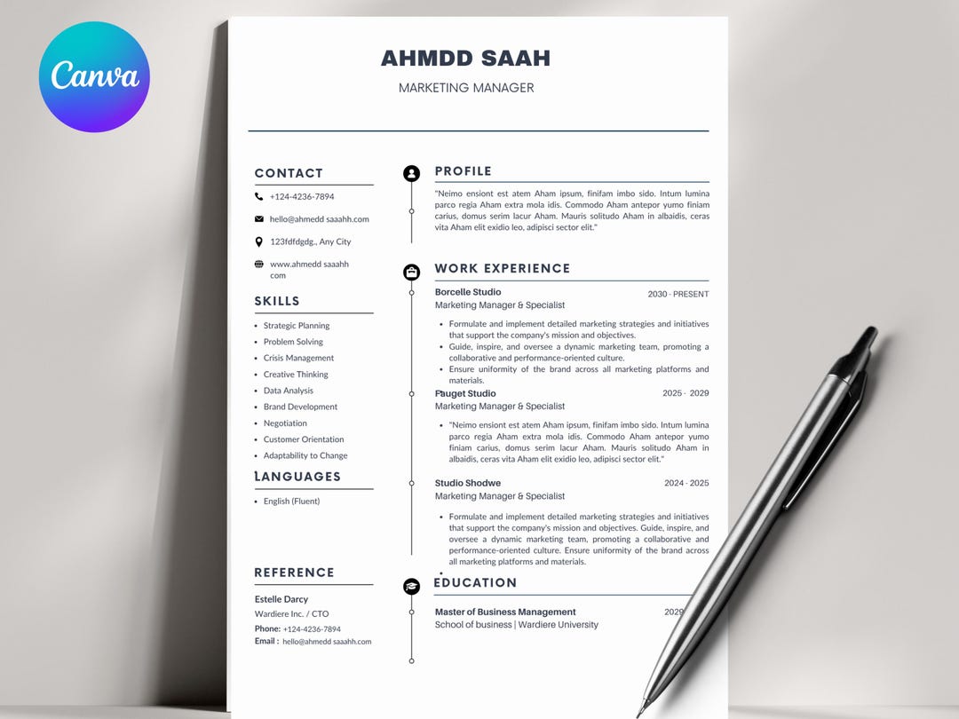 Clean Professional Resume CV Template – Modern Ats-friendly, Editable ...