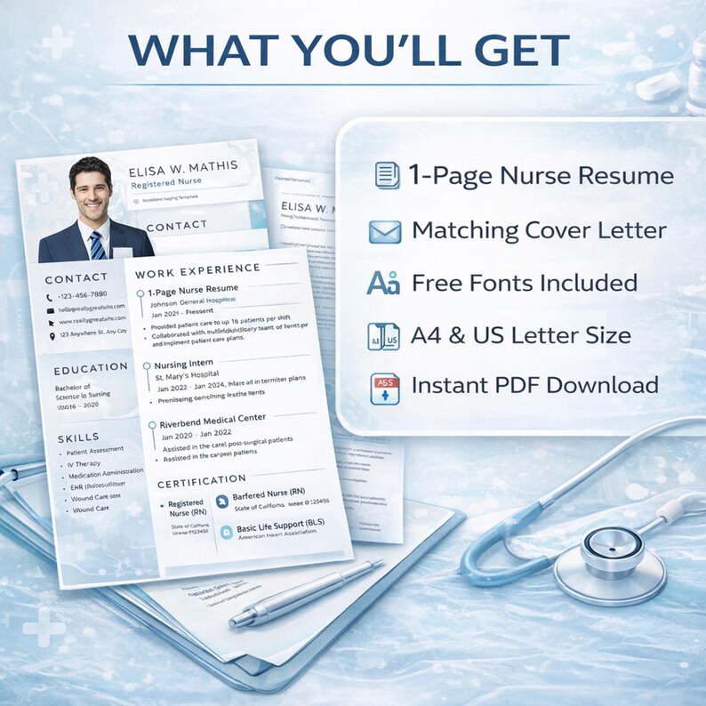 Usrn Cv Example Nurse Resume Template, Ats-friendly RN CV, Editable in Word & Google ...