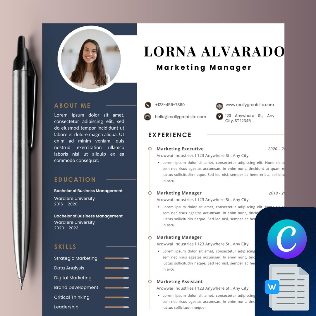 Executive Resume Template for Word | Modern Professional CV + Cover ...