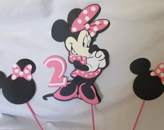 Minnie Mouse Party  Centerpiece Cake Topper Character Picks Party Kit 3 pieces