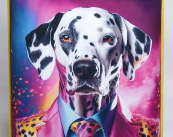 Kolorowa pufa, dalmatyńczyk w garniturze, 50x35x40