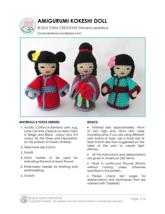 amigurumi kokeshi doll free pattern