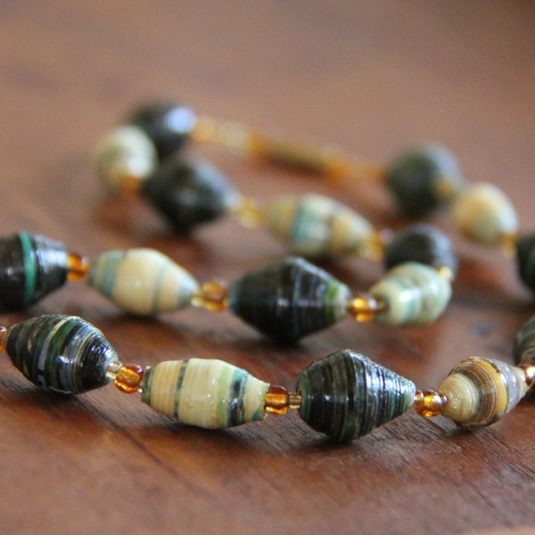 Comforting Patterns Kenyan Necklace - Paper Beads to Benefit Nonprofit