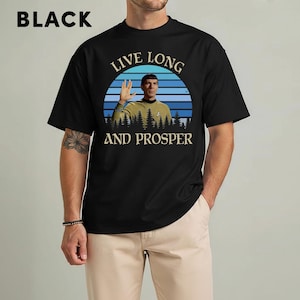 Star Trek Live Long Prosper Retro Sunset T-Shirt, Spock Vulcan Salute Comfort Colors Tee